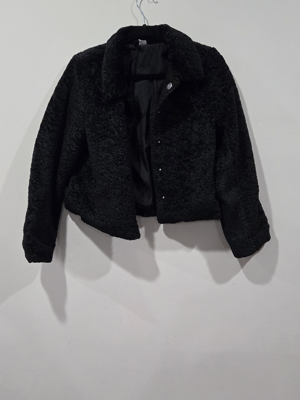 H&M Teddy Jacket in Black Small Like New